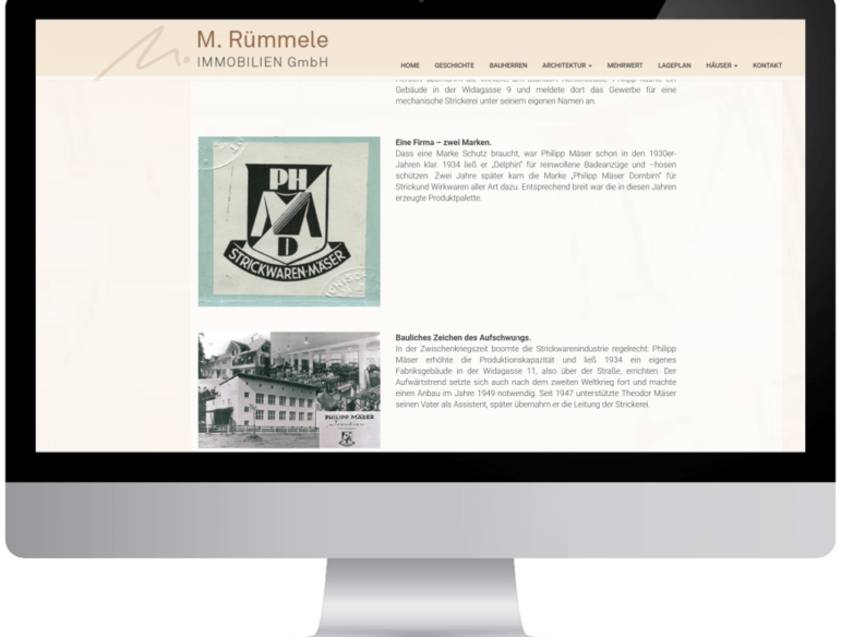 M. Ruemmele Immobilien Website Geschichte Details